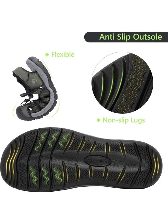 Men\'s Army Green Closed Toe Outdoor Beach Hiking Rubber Waterproof Sport Sandals main image 5